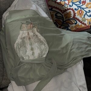 Azazie Sage Green Lace Wedding Dress